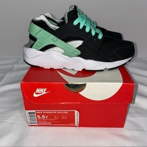 Youth Nike Huarache Run Black/Green Glow